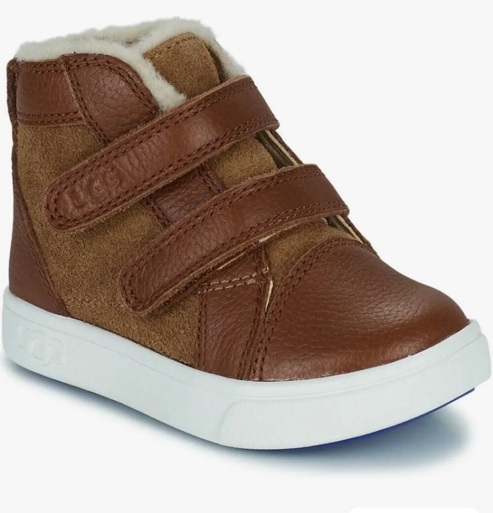 UGG Rennon II Chestnut Leather Suede High Top Sneakers Toddler Size 12